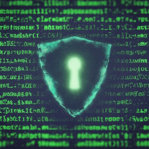 Photo of Computer Code with an Overlaying Shield